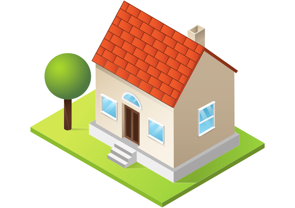 Illustration: Haus auf einem Grundstück
